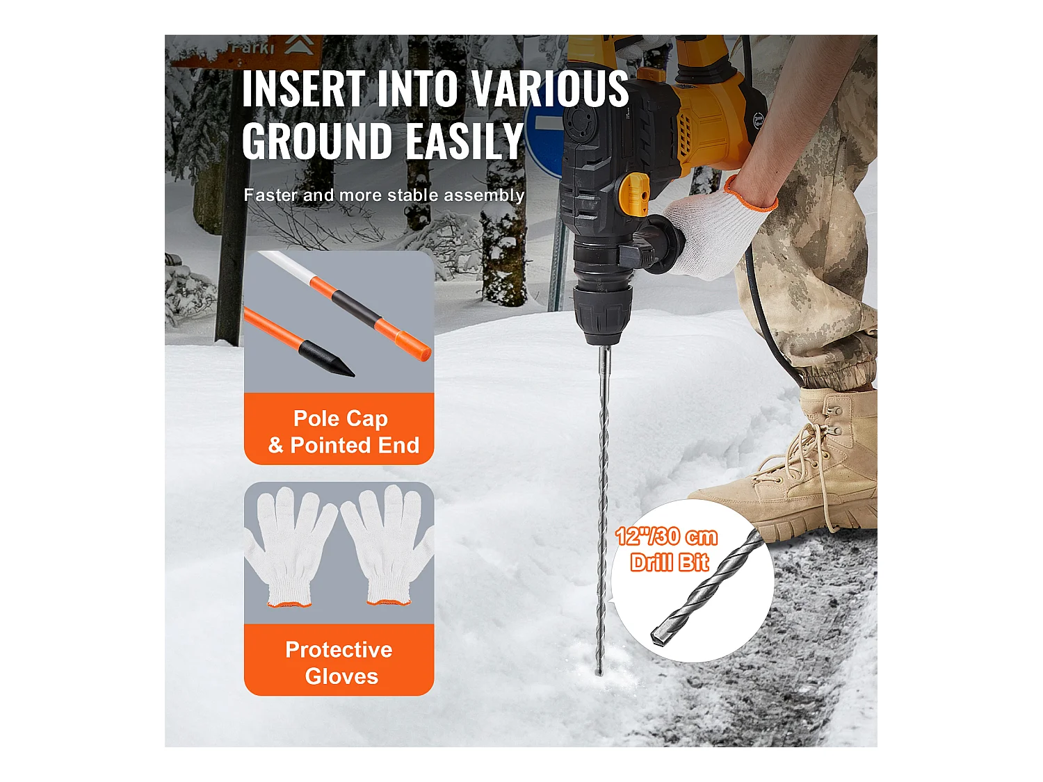 Einfahrtsmarkierungen SucceBuy Satz von 50 von 122cm, Schneepflock-Pfosten aus Glasfaser Orange