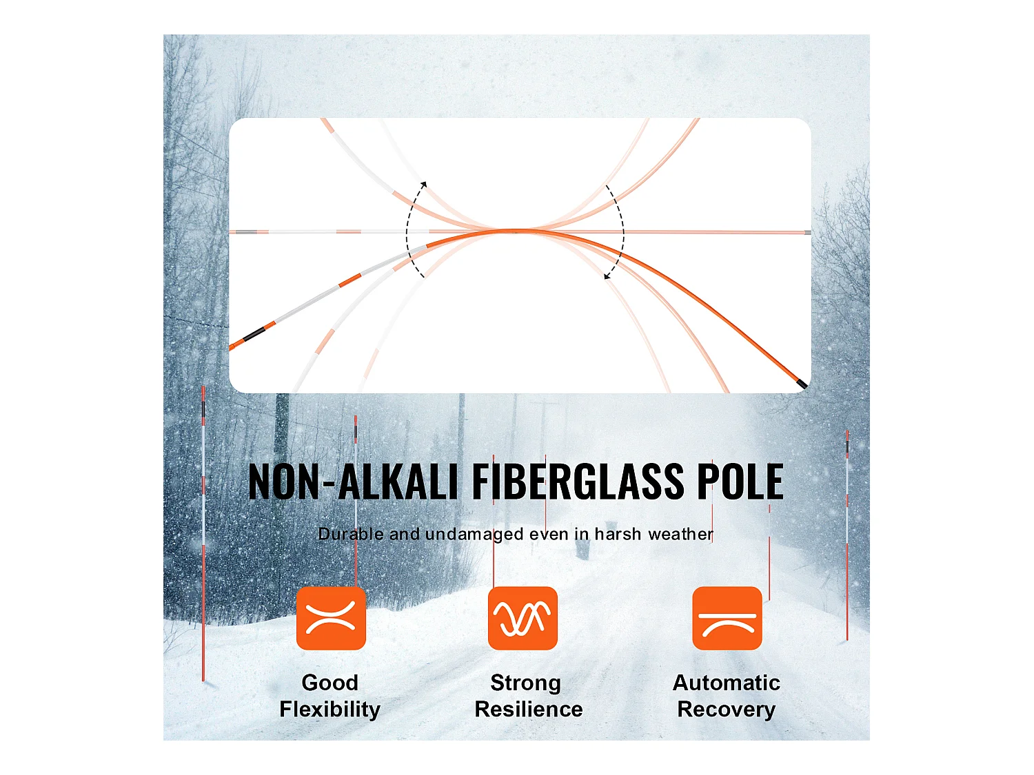 Einfahrtsmarkierungen SucceBuy Satz von 50 von 122cm, Schneepflock-Pfosten aus Glasfaser Orange