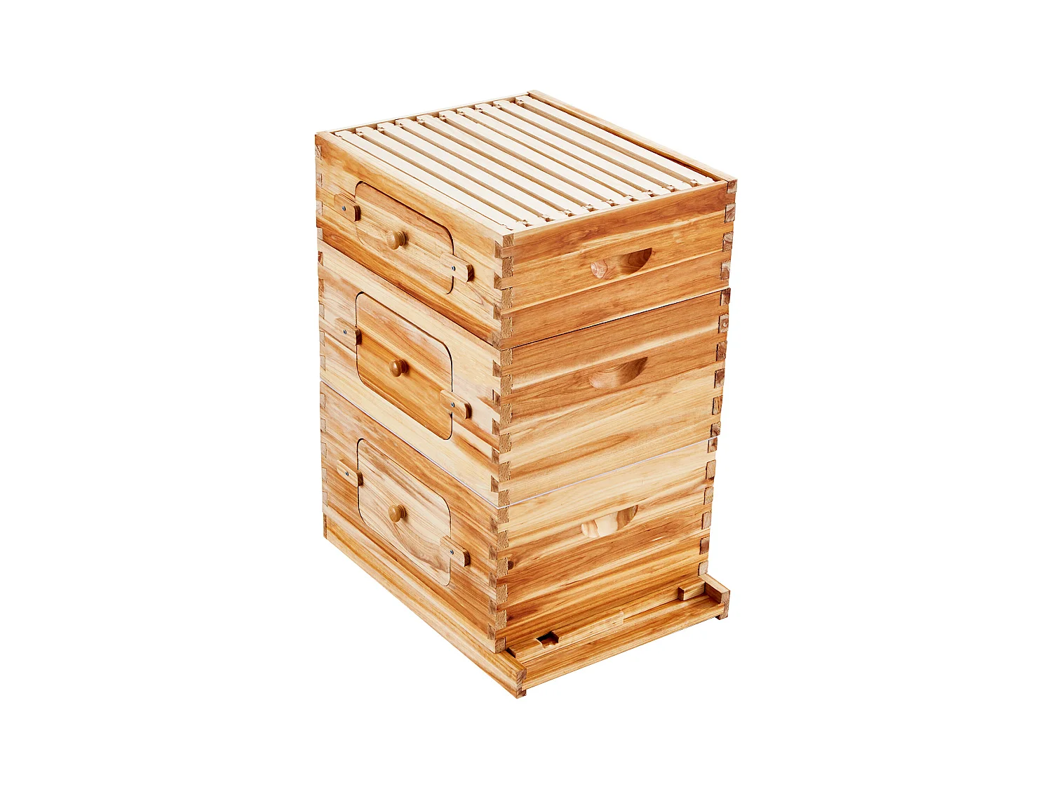 Kit de Ruche d'Abeilles SucceBuy Langstroth 20 Cadres Profonds et 10 Cadres Moyens avec Fenêtres en Acrylique