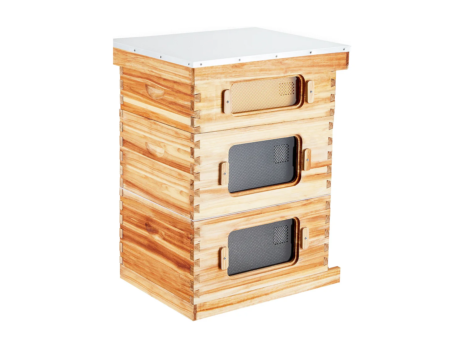 Kit de Ruche d'Abeilles SucceBuy Langstroth 20 Cadres Profonds et 10 Cadres Moyens avec Fenêtres en Acrylique