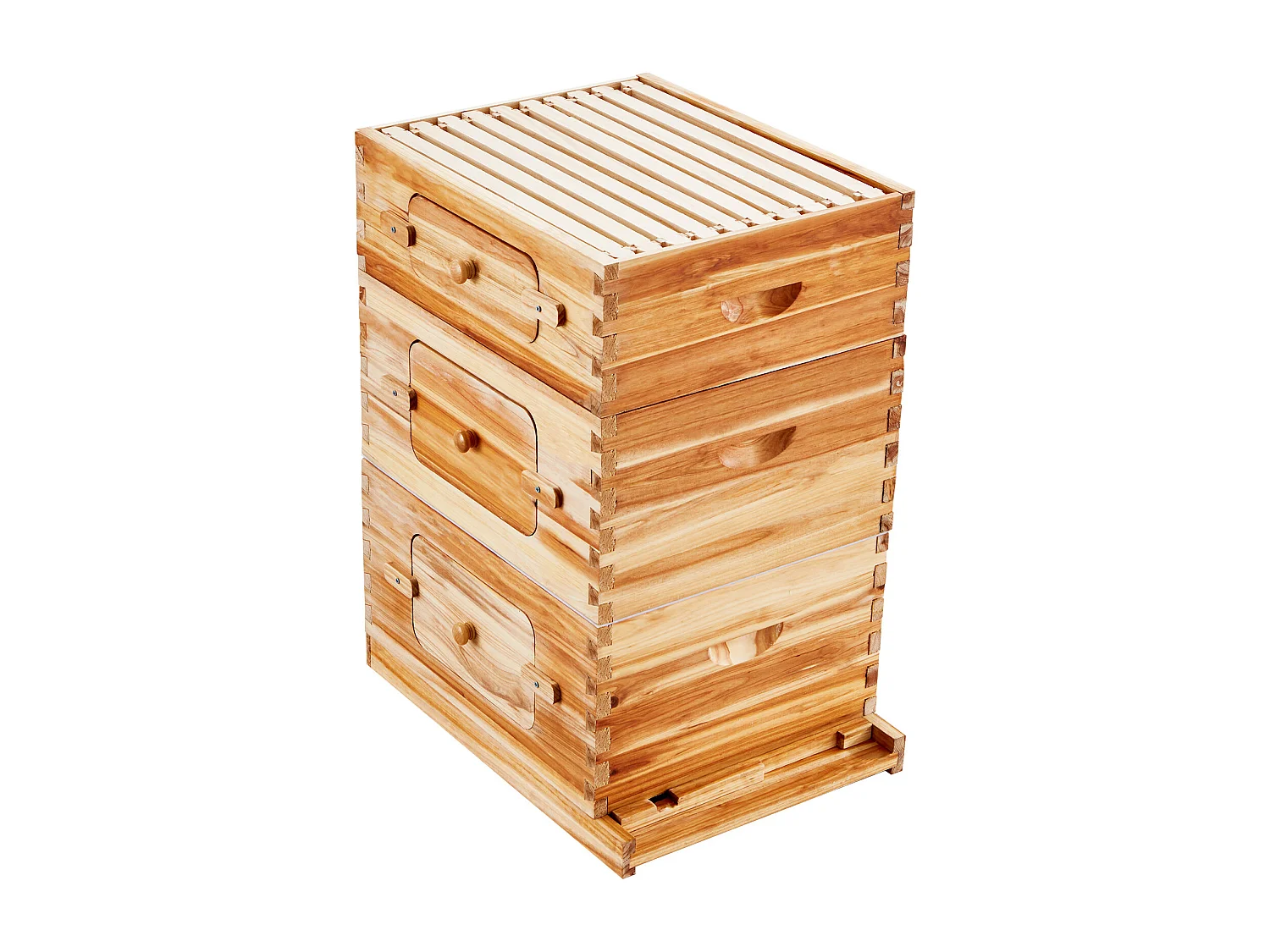 Kit de Ruche d'Abeilles SucceBuy Langstroth 20 Cadres Profonds et 10 Cadres Moyens avec Fenêtres en Acrylique