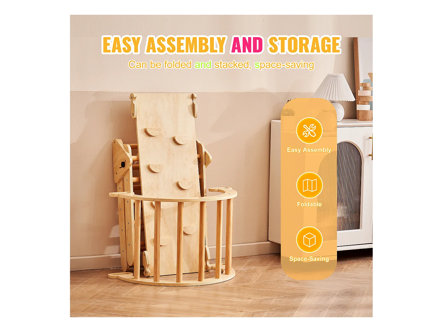 Ensemble de Triangles Pikler SucceBuy, 5 en 1, Kouets d'Escalade Montessori pour Tout-Petits de 1 à 3 Ans, Bois