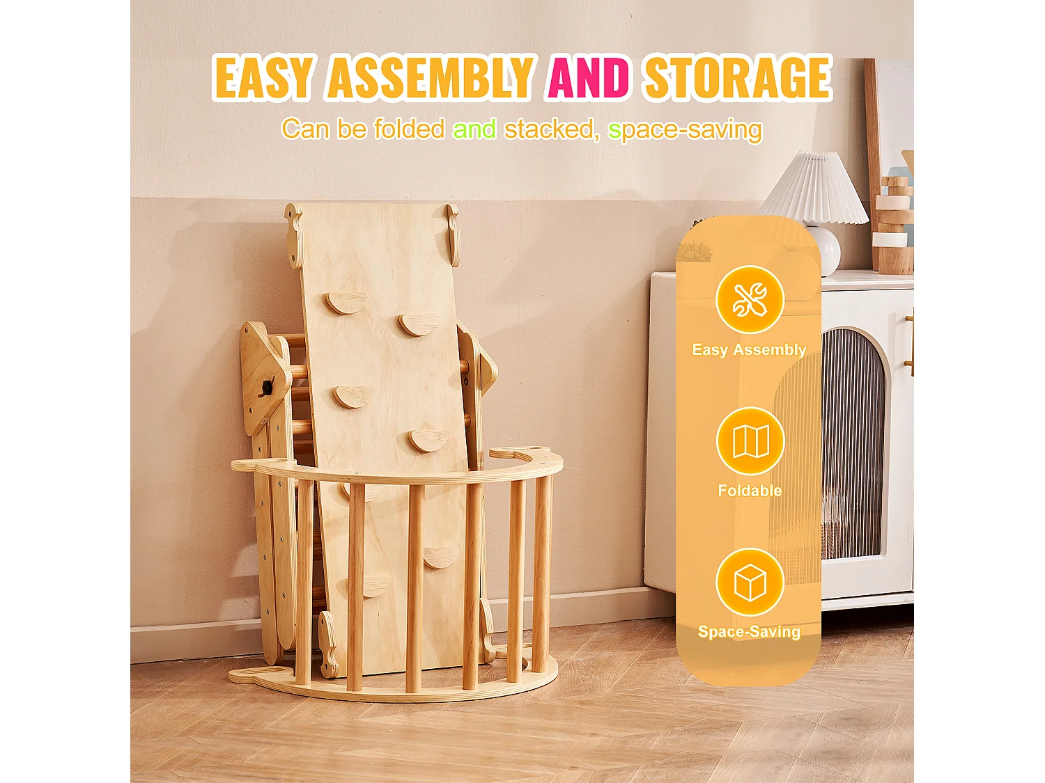 Ensemble de Triangles Pikler SucceBuy, 5 en 1, Kouets d'Escalade Montessori pour Tout-Petits de 1 à 3 Ans, Bois