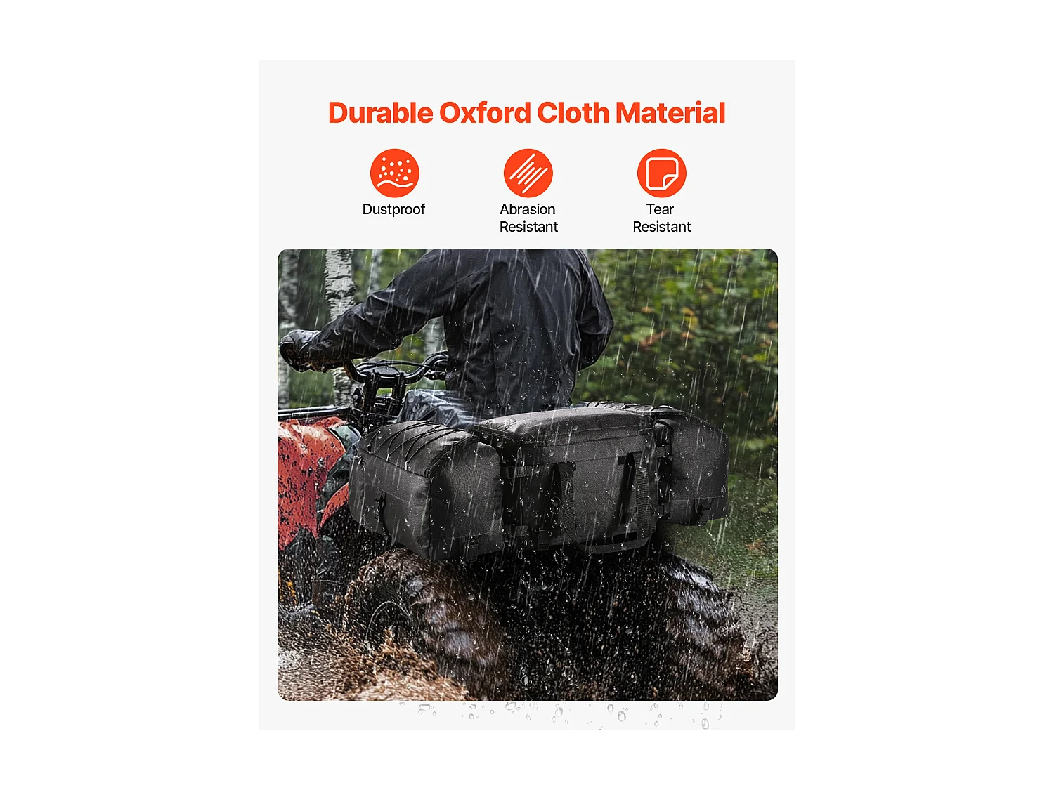 Opbergtas aan de Achterkant SucceBuy 74 L ATV-Bagagedragertas van 600D Oxford-Stof met Vulling