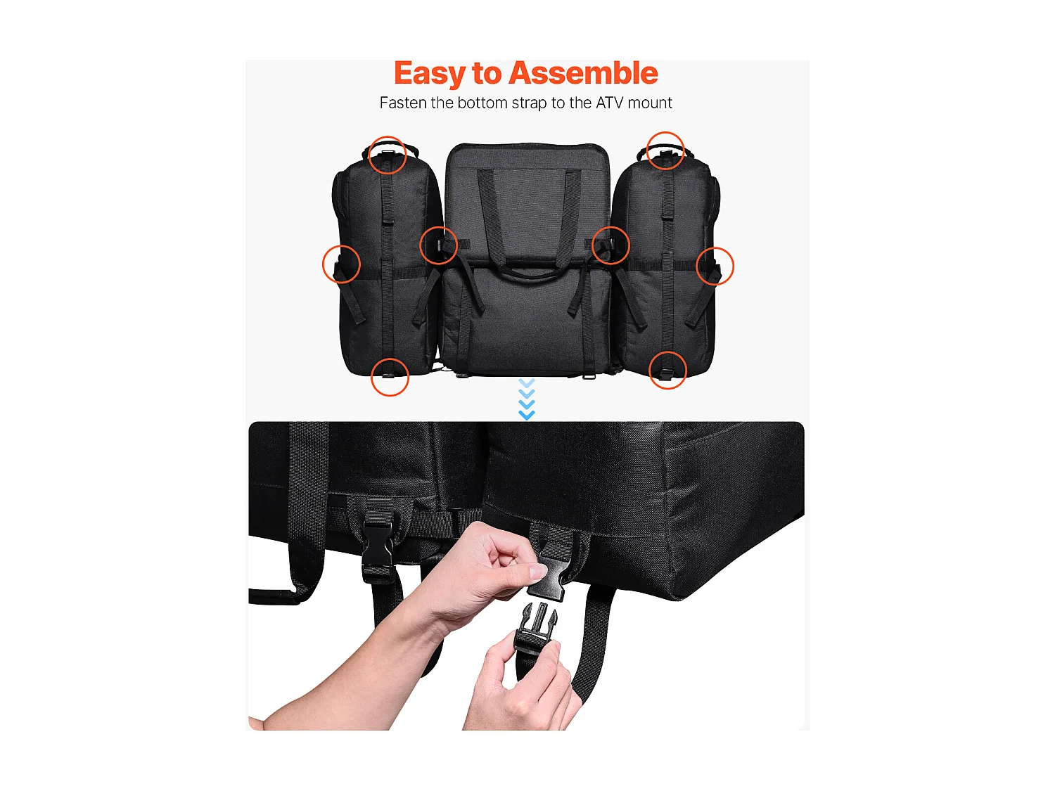 Opbergtas aan de Achterkant SucceBuy 74 L ATV-Bagagedragertas van 600D Oxford-Stof met Vulling