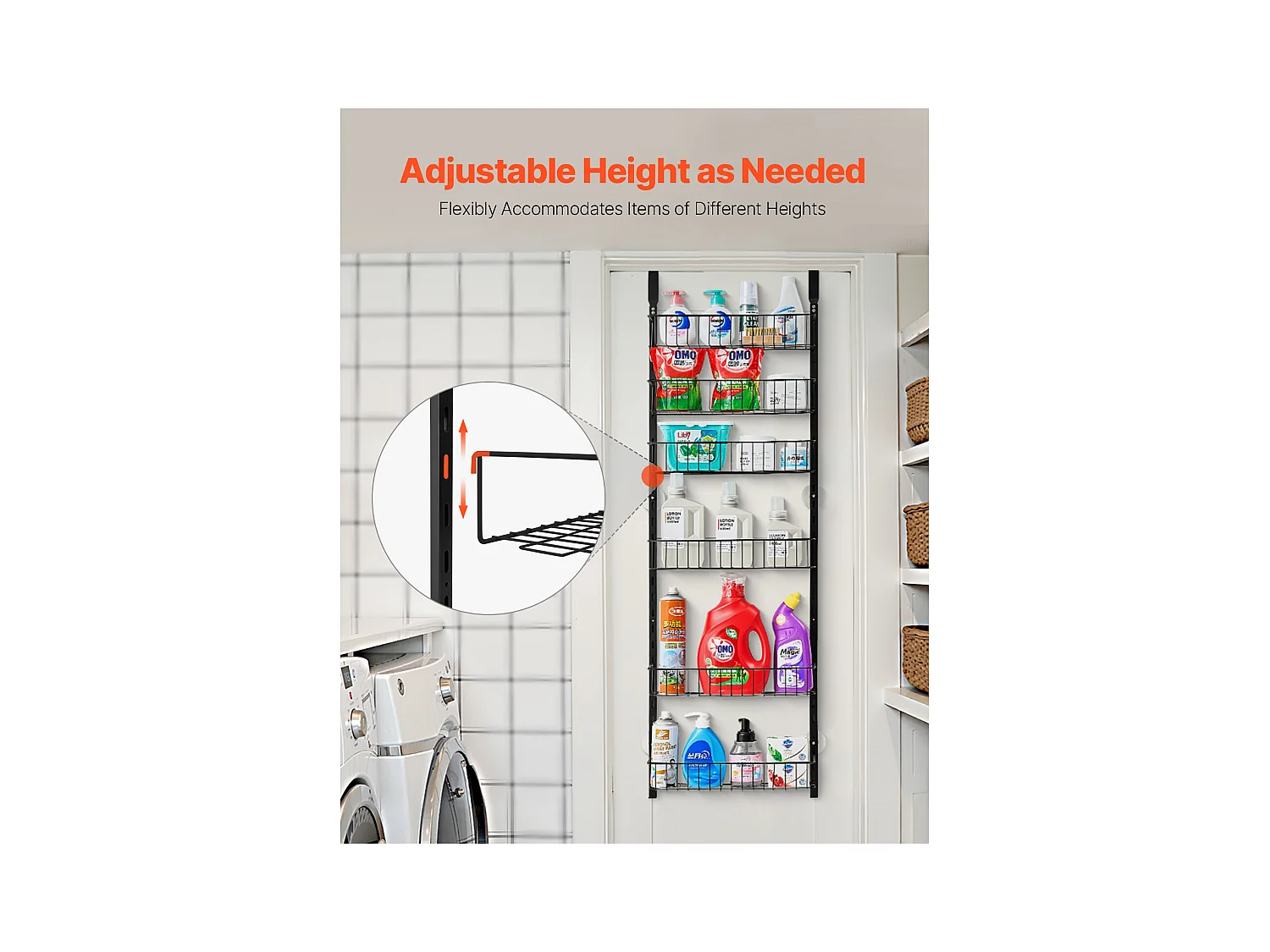 Organisateur de Garde-Manger SucceBuy, avec Étagères Suspendues 6 Niveaux, Noir, pour Cuisine, Garde-Manger, Salon