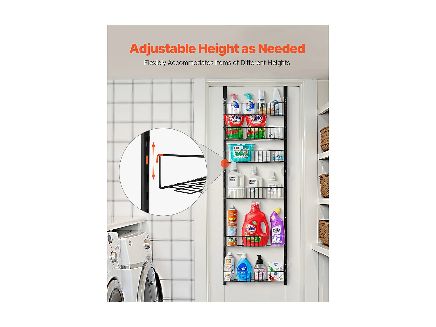 Organisateur de Garde-Manger SucceBuy, avec Étagères Suspendues 6 Niveaux, Noir, pour Cuisine, Garde-Manger, Salon