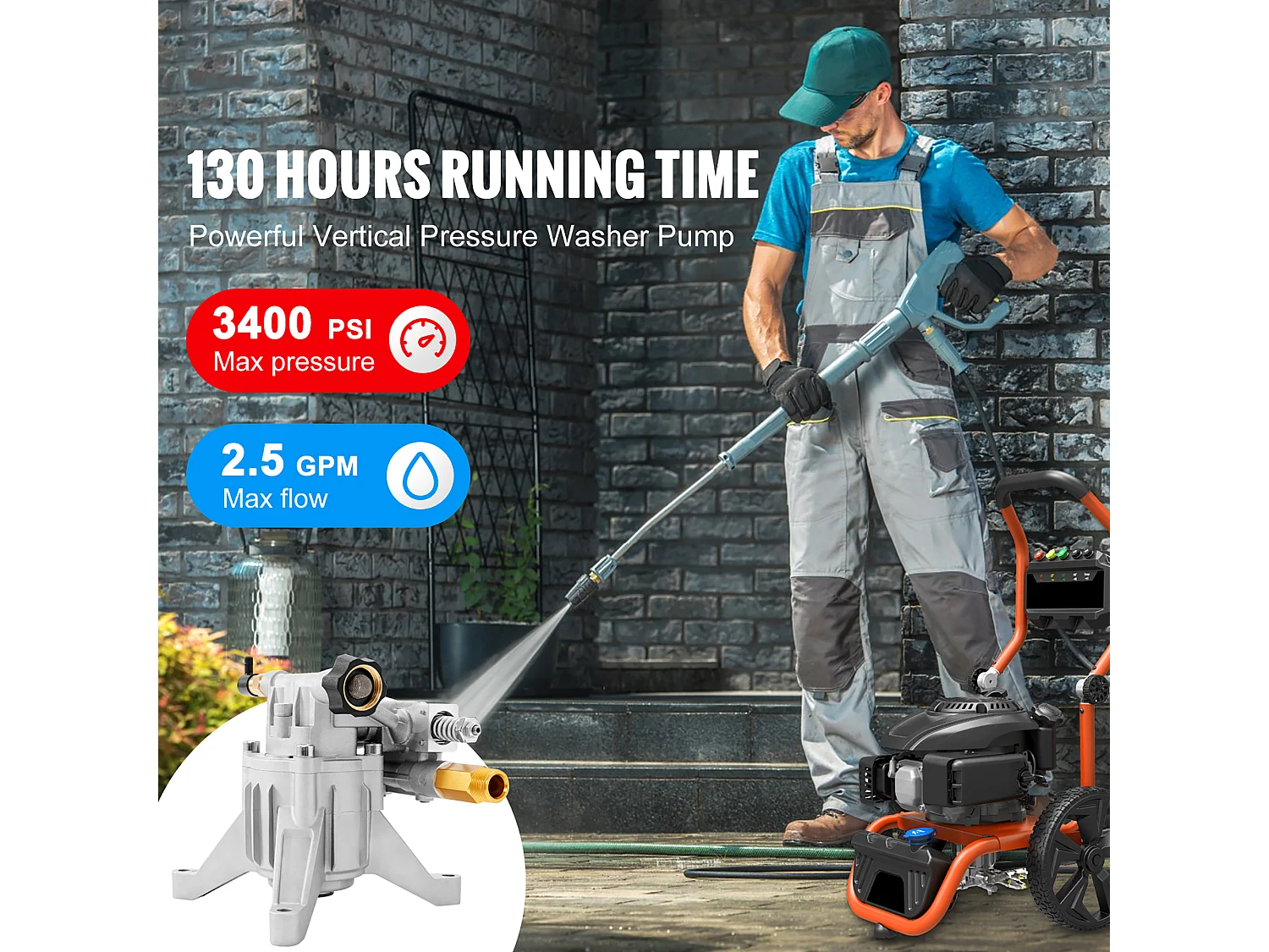 Pompa do Myjki Ciśnieniowej, SucceBuy Pompa do Myjki Ciśnieniowej, Wał 22.225 mm, pionowa, 9.5 L/min, 234 bar