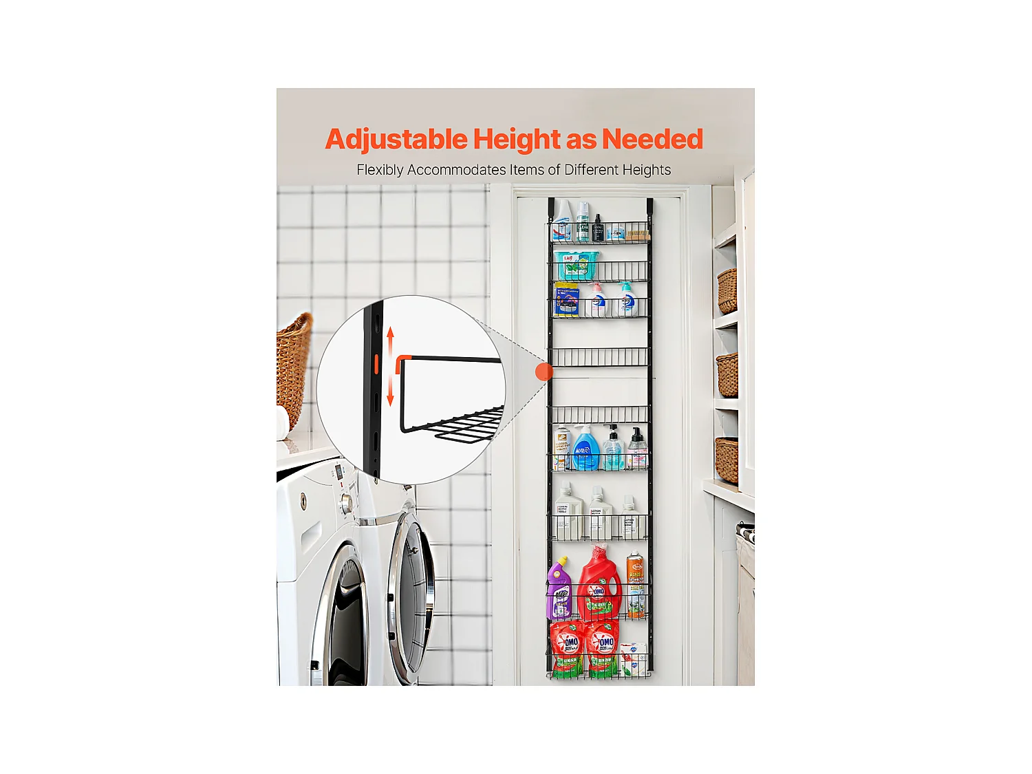 Organizer do Spiżarni SucceBuy, z 9 Poziomami Wiszących Półek, Czarny, do Kuchni, Spiżarni, Salonu