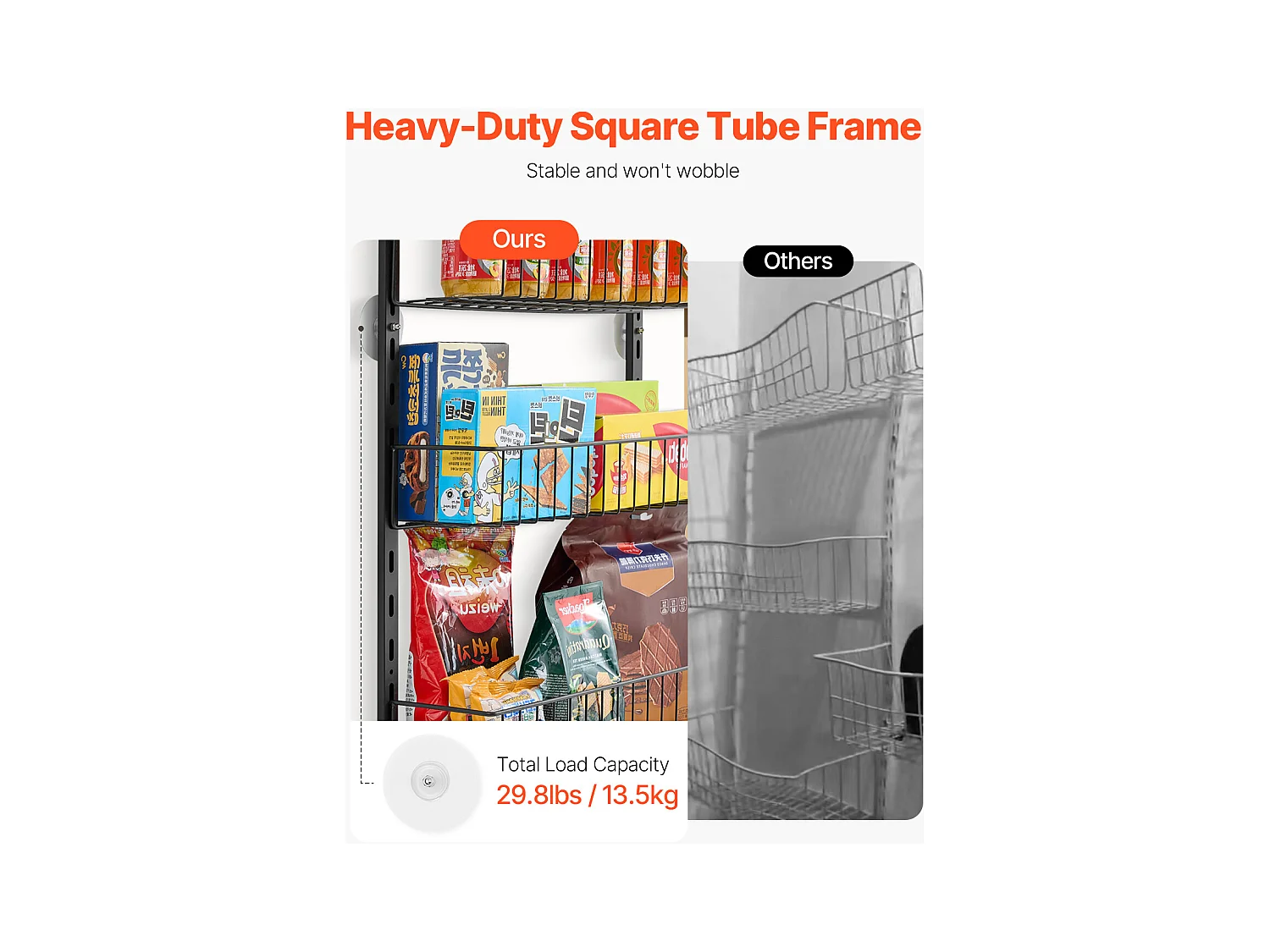 Organizer do Spiżarni SucceBuy, z 9 Poziomami Wiszących Półek, Czarny, do Kuchni, Spiżarni, Salonu