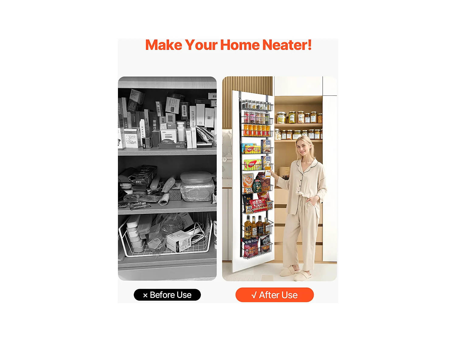 Organizer do Spiżarni SucceBuy, z 9 Poziomami Wiszących Półek, Czarny, do Kuchni, Spiżarni, Salonu