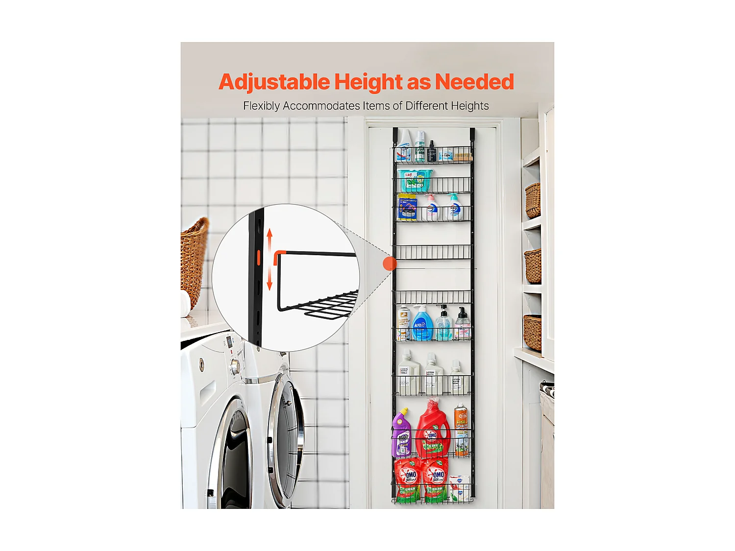 Organizador de Despensa SucceBuy, con Estantes Colgantes de 9 Niveles, Negro, para Cocina, Despensa, Salón