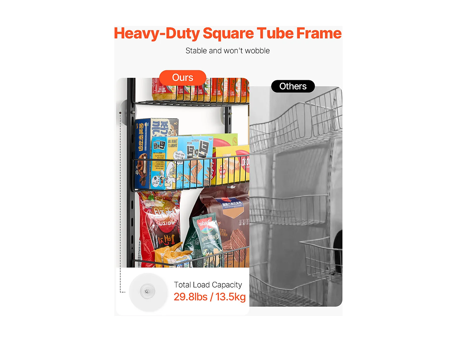 Organizador de Despensa SucceBuy, con Estantes Colgantes de 9 Niveles, Negro, para Cocina, Despensa, Salón