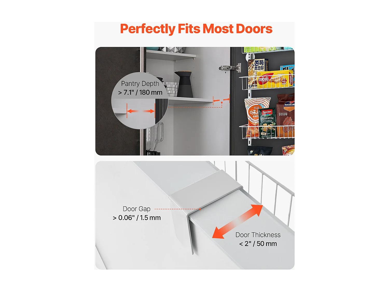 Organisateur de Garde-Manger SucceBuy, avec Étagères Suspendues 10 Niveaux, Blanc, pour Cuisine, Garde-Manger, Salon