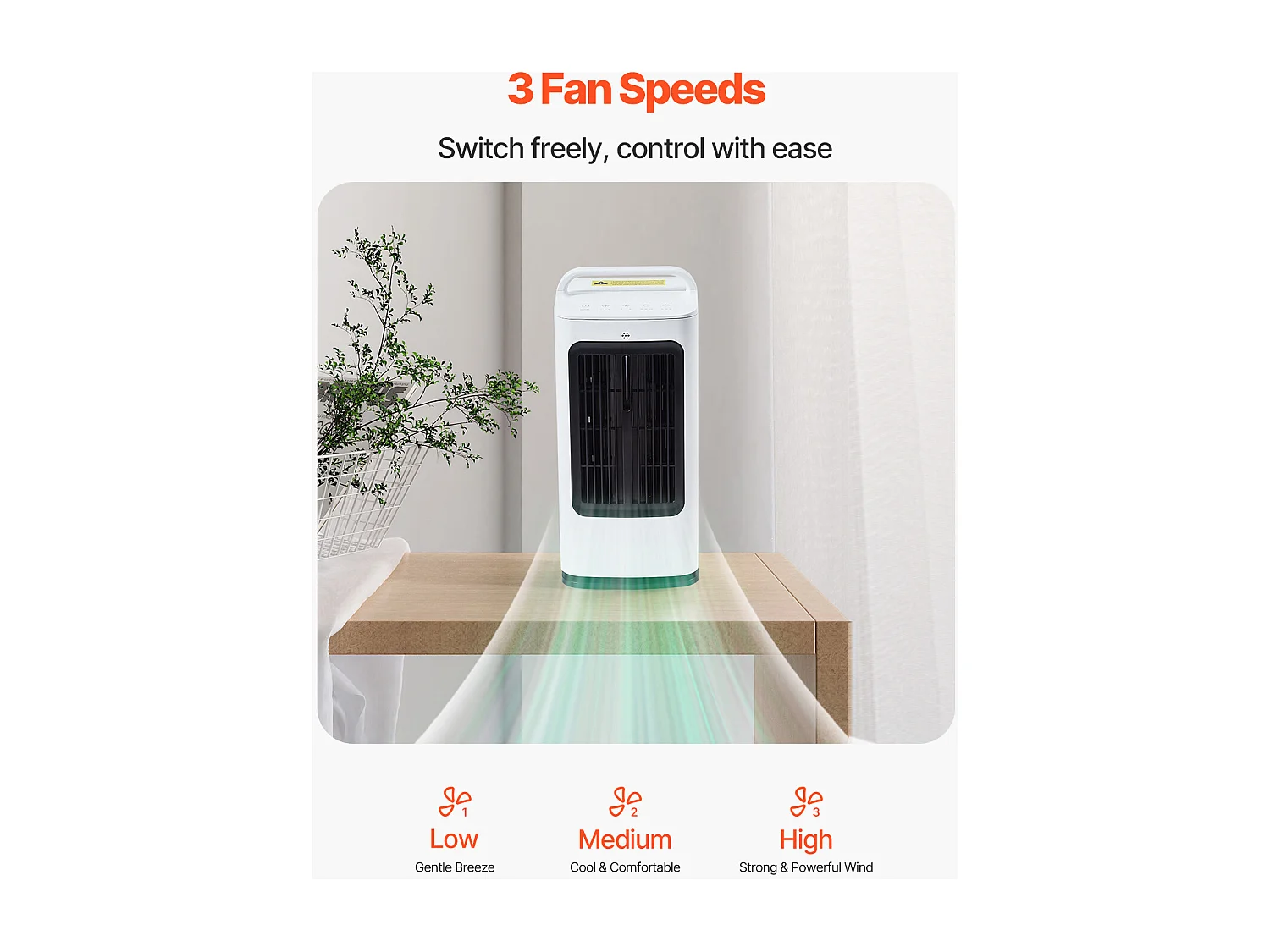 Climatiseur Portable Refroidisseur Air Évaporation SucceBuy, 4 en 1, Réservoir 1,7 L