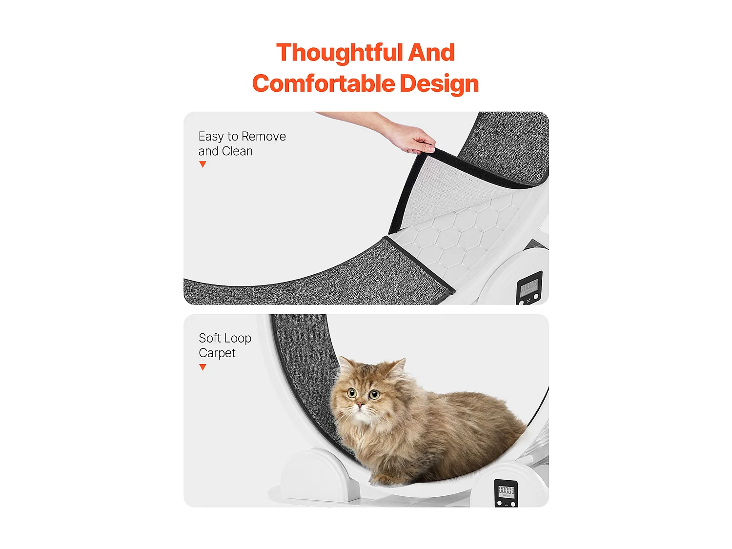 Roue d'Exercice pour Chat SucceBuy, Roue de Course pour Chat d'Intérieur 1038 mm, Blanc