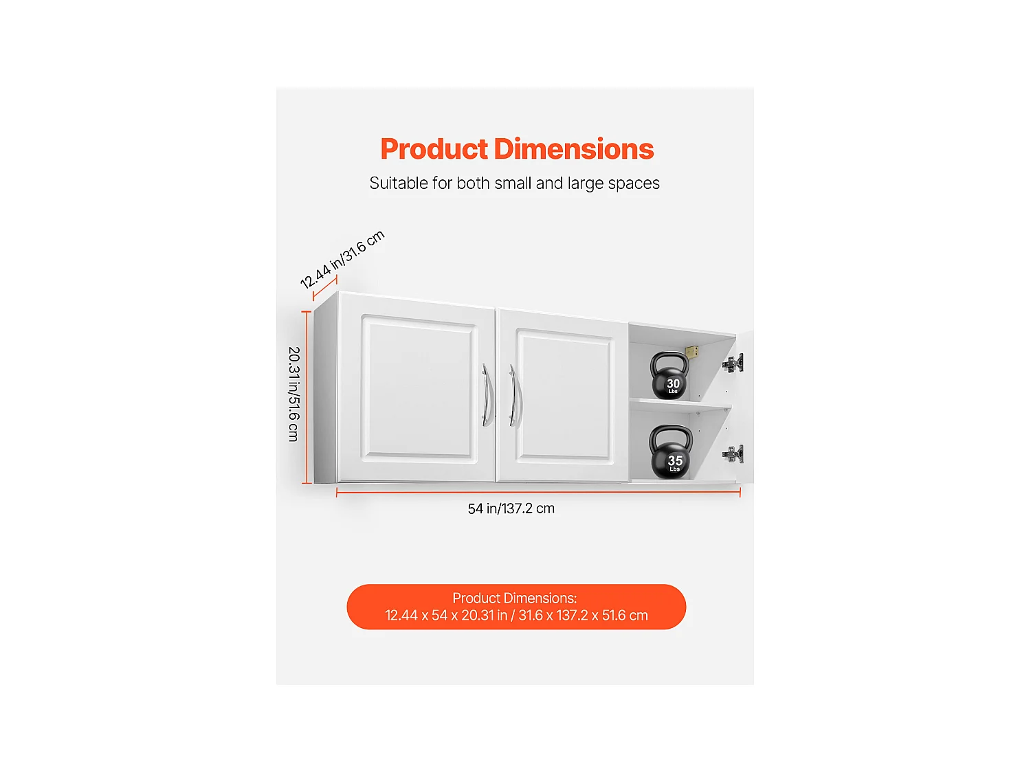 Armoire Murale de Buanderie SucceBuy, Placard Rangement 137,2 cm avec 3 Portes, en Panneaux de Particules et MDF