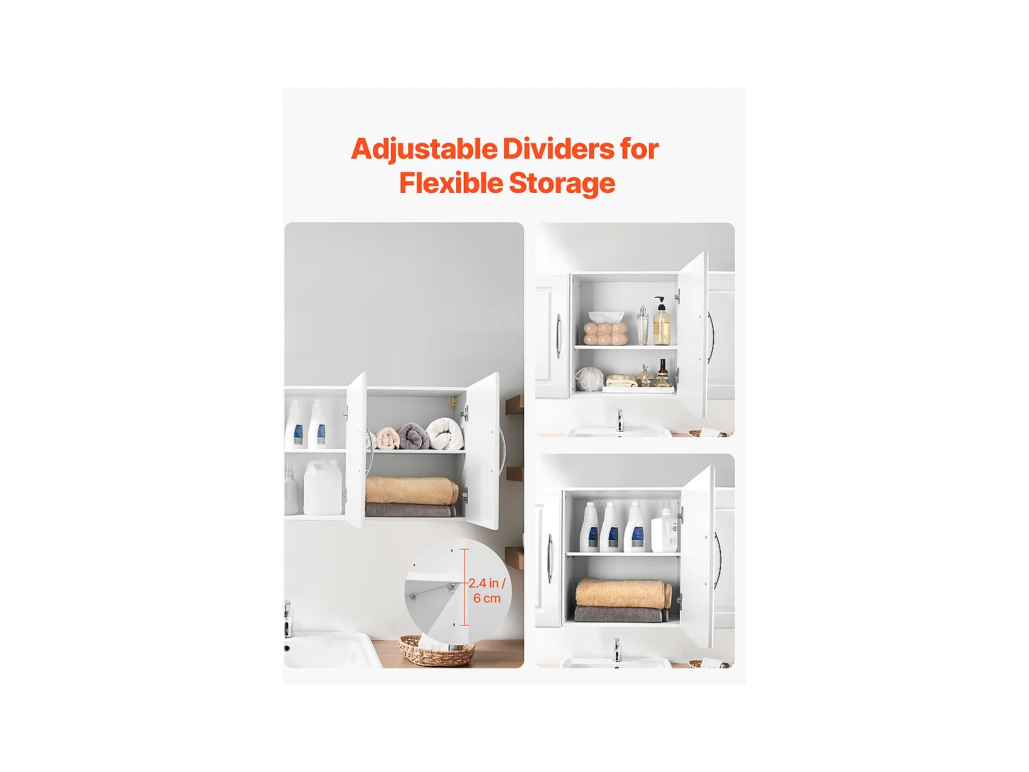 Armoire Murale de Buanderie SucceBuy, Placard Rangement 137,2 cm avec 3 Portes, en Panneaux de Particules et MDF