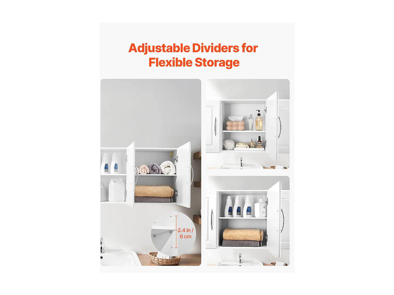 Armoire Murale de Buanderie SucceBuy, Placard Rangement 137,2 cm avec 3 Portes, en Panneaux de Particules et MDF