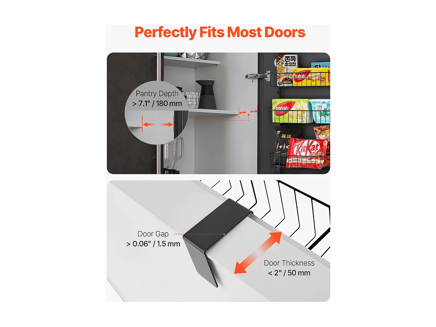 Organizador de Despensa SucceBuy, con Estantes Colgantes de 8 Niveles, Negro, para Cocina, Despensa, Salón