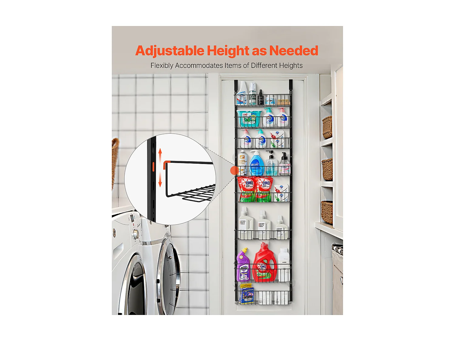 Organizador de Despensa SucceBuy, con Estantes Colgantes de 8 Niveles, Negro, para Cocina, Despensa, Salón