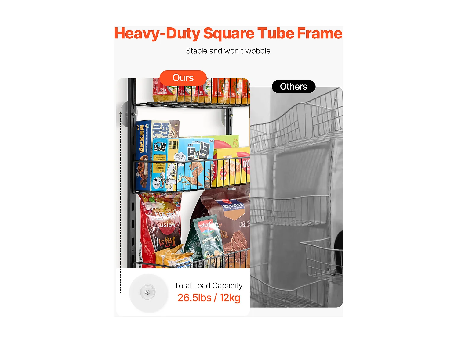 Organizador de Despensa SucceBuy, con Estantes Colgantes de 8 Niveles, Negro, para Cocina, Despensa, Salón