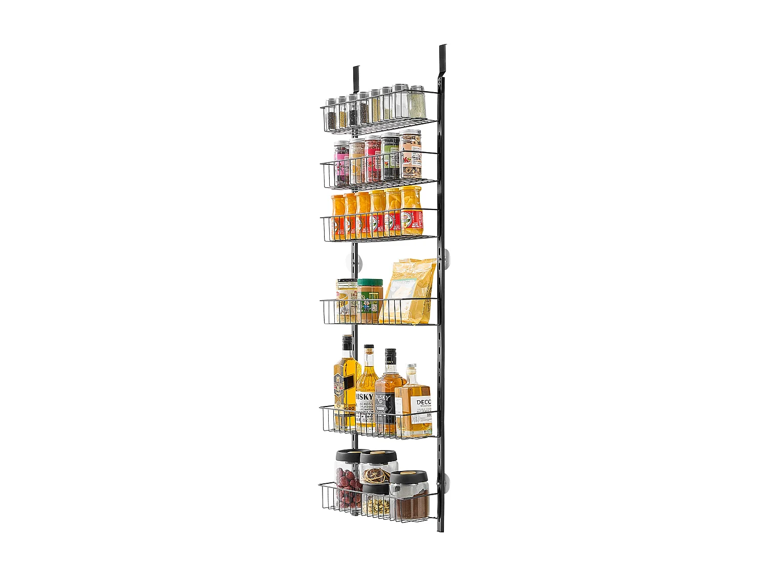 Organizador de Despensa SucceBuy, con Estantes Colgantes de 8 Niveles, Negro, para Cocina, Despensa, Salón
