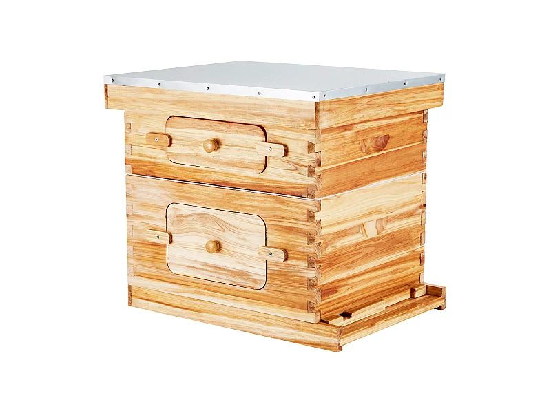 Bienenstock SucceBuy Langstroth Kit 10 Tiefe Rahmen und 10 Mittelrahmen Acrylfenster