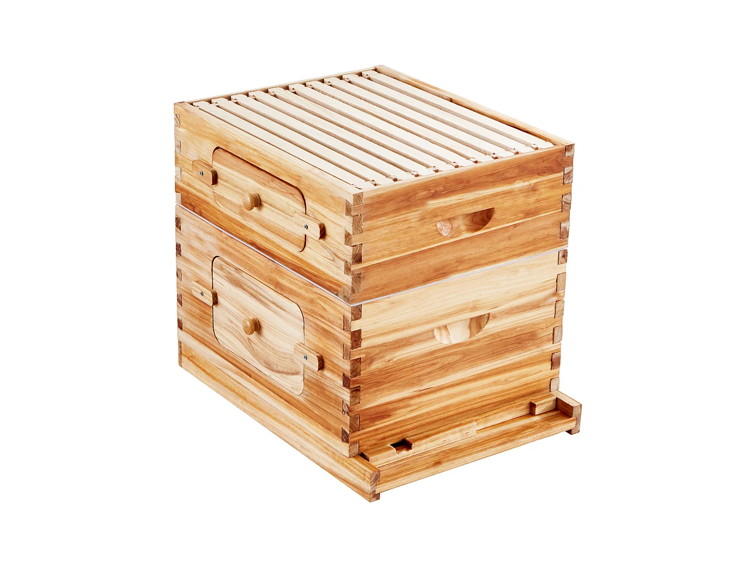 Ruche à Abeilles SucceBuy Langstroth Kit 10 Cadres Profonds et 10 Cadres Moyens Fenêtres en Acrylique