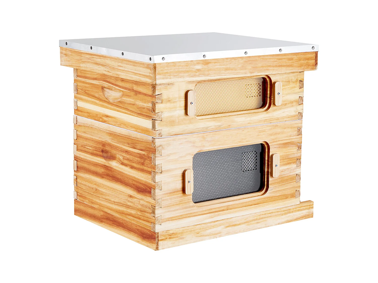 Ruche à Abeilles SucceBuy Langstroth Kit 10 Cadres Profonds et 10 Cadres Moyens Fenêtres en Acrylique