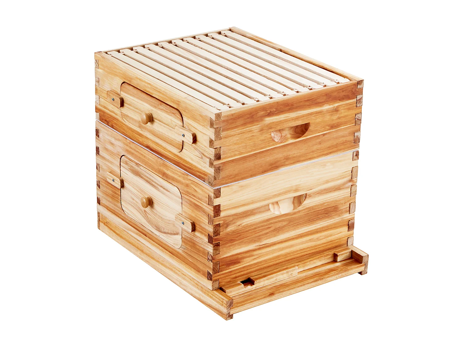 Ruche à Abeilles SucceBuy Langstroth Kit 10 Cadres Profonds et 10 Cadres Moyens Fenêtres en Acrylique