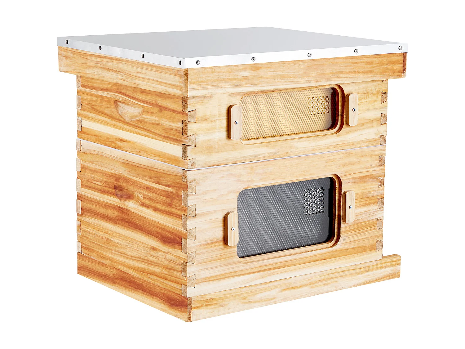 Ruche à Abeilles SucceBuy Langstroth Kit 10 Cadres Profonds et 10 Cadres Moyens Fenêtres en Acrylique