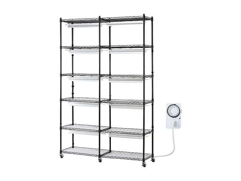 Support pour Plantes SucceBuy avec Lampe de Croissance, 6 Niveaux, 200 W, Étagère Intérieure de 150 cm