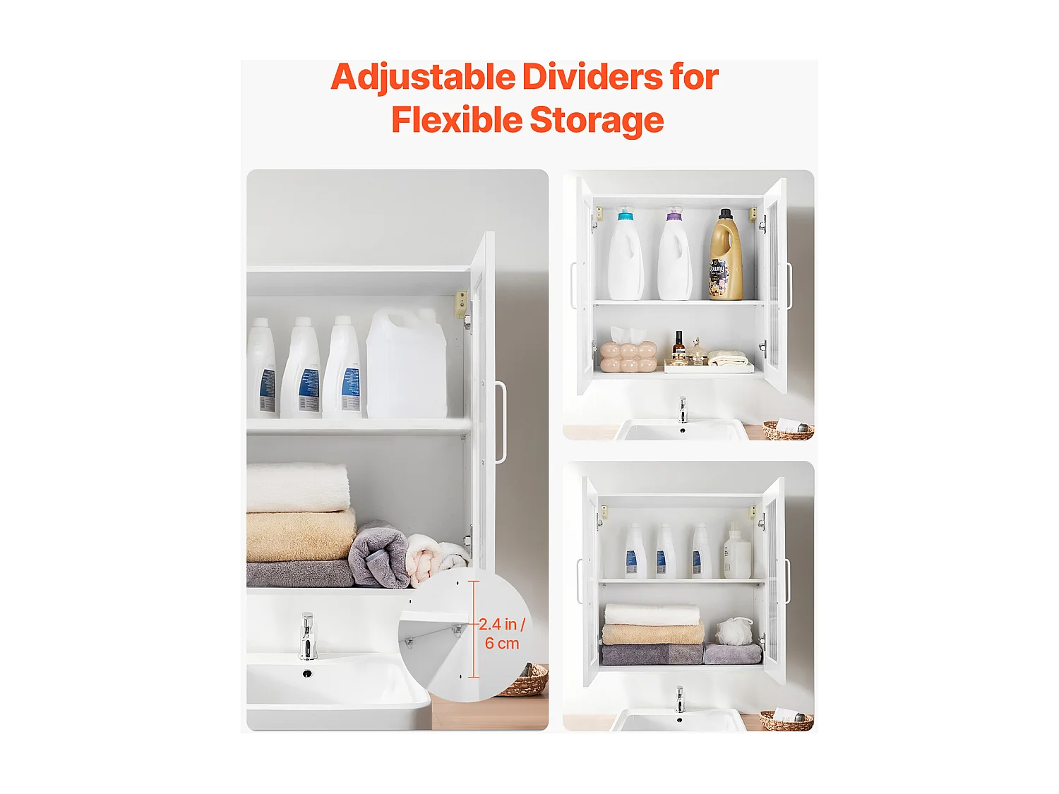 Armoire Murale de Buanderie SucceBuy, Placard Rangement 2 Niveaux 4 Portes, en Panneaux de Particules et MDF