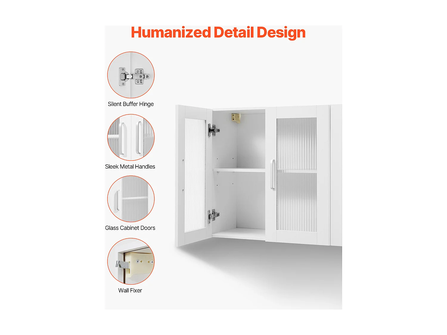 Armoire Murale de Buanderie SucceBuy, Placard Rangement 2 Niveaux 4 Portes, en Panneaux de Particules et MDF