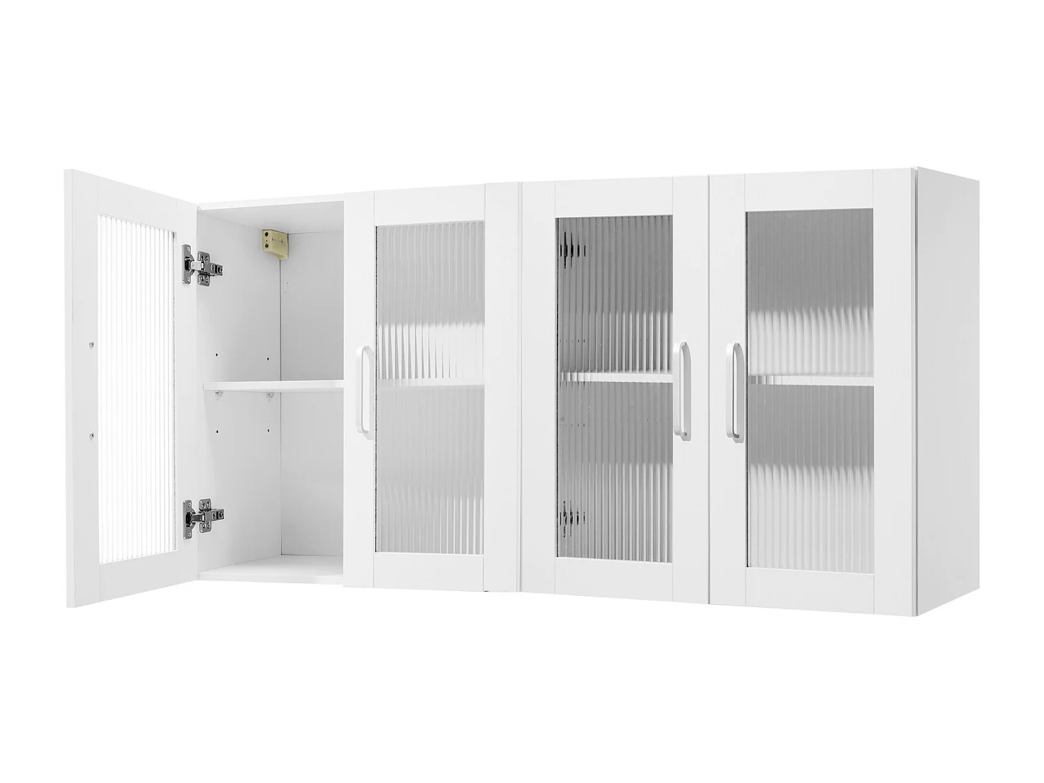 Armoire Murale de Buanderie SucceBuy, Placard Rangement 2 Niveaux 4 Portes, en Panneaux de Particules et MDF