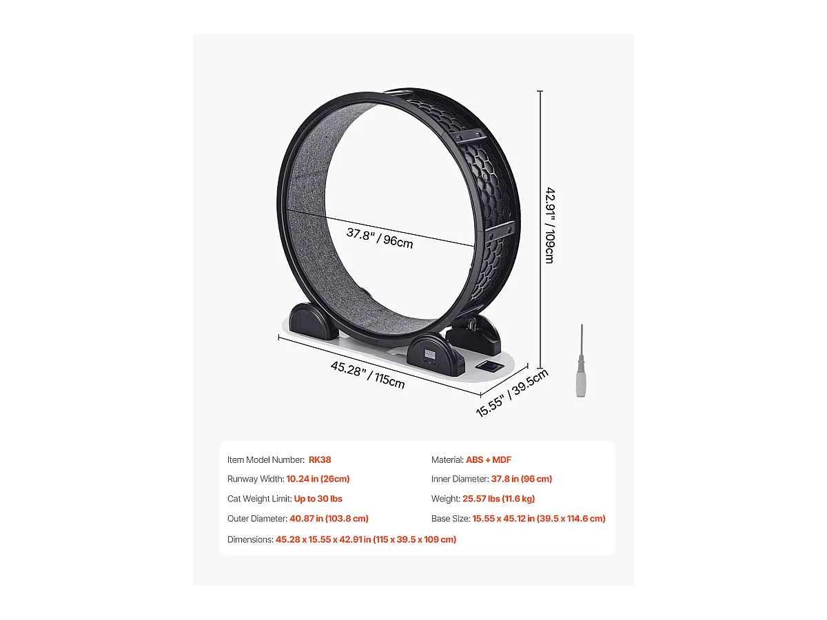 Übungsrad für Katze SucceBuy, mit Bremse und Teppich belegte Bahn, 1038 mm, Schwarz