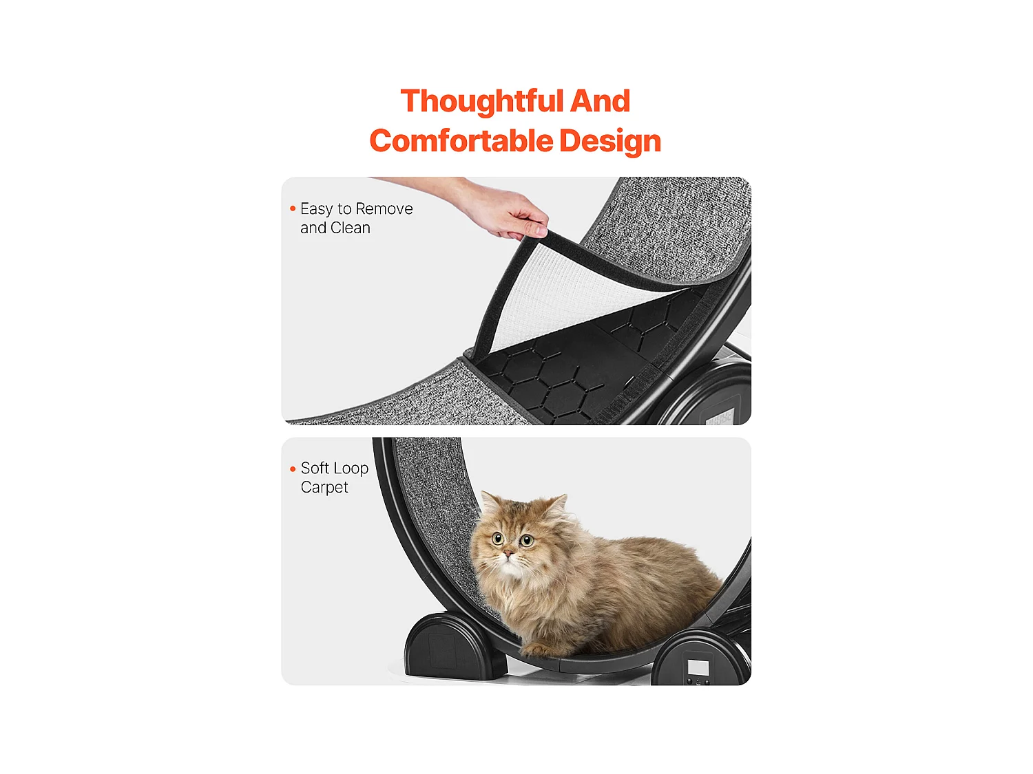 Übungsrad für Katze SucceBuy, mit Bremse und Teppich belegte Bahn, 1038 mm, Schwarz