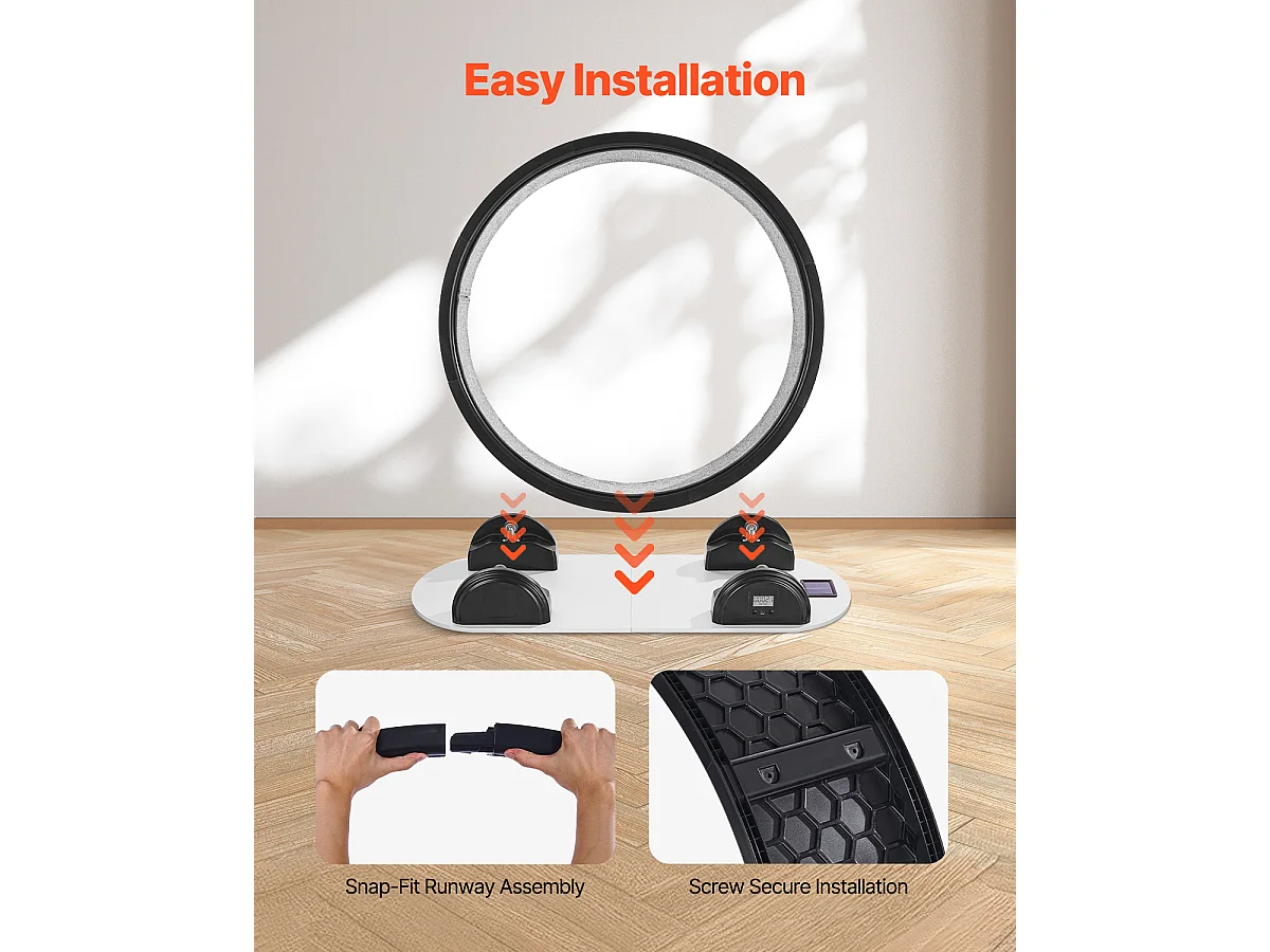 Roue d'Exercice pour Chat SucceBuy, avec Frein et Piste Recouverte de Moquette, 1038 mm, Noir