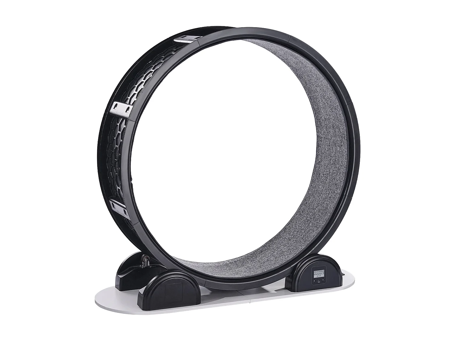 Roue d'Exercice pour Chat SucceBuy, avec Frein et Piste Recouverte de Moquette, 1038 mm, Noir