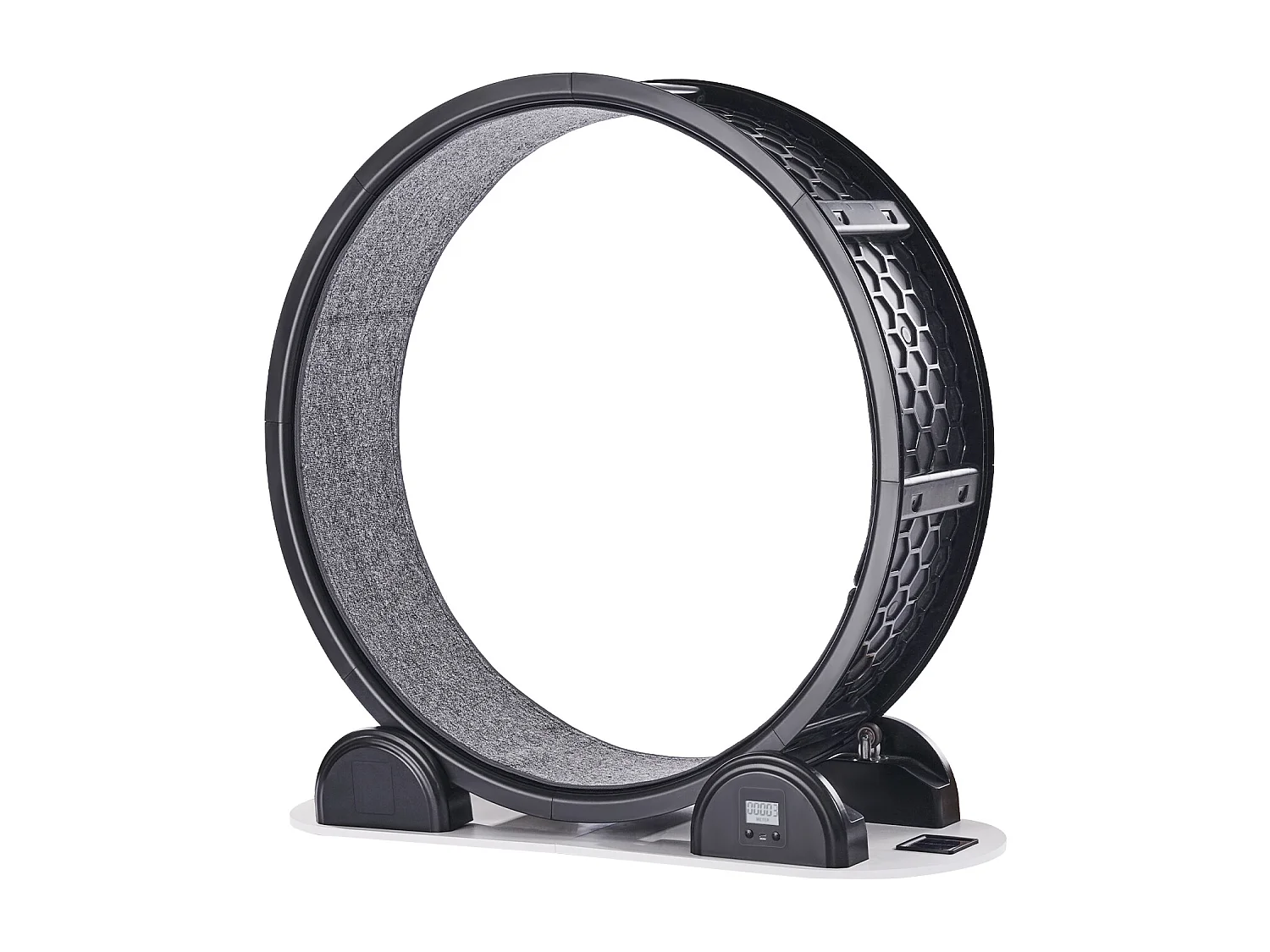 Roue d'Exercice pour Chat SucceBuy, avec Frein et Piste Recouverte de Moquette, 1038 mm, Noir