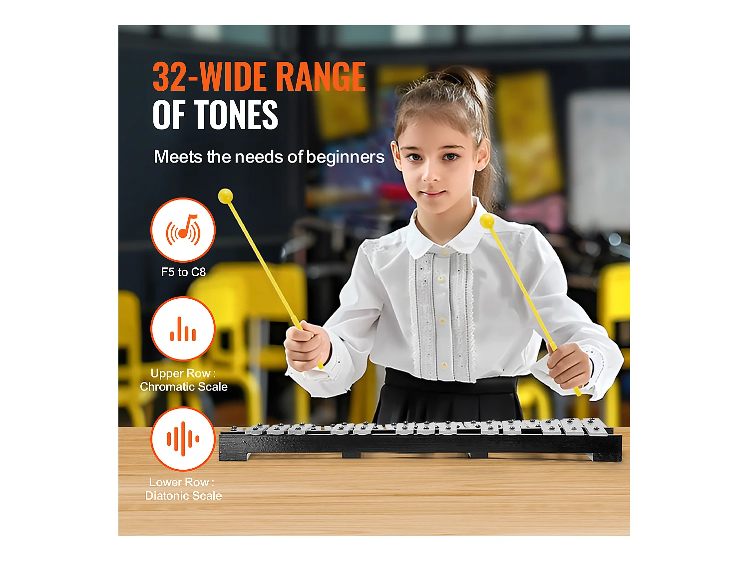 Xilofono Glockenspiel SucceBuy di 32 Note, Set con Mazze, Bacchette e Borsa, Set Versatile per Adulti e Studenti