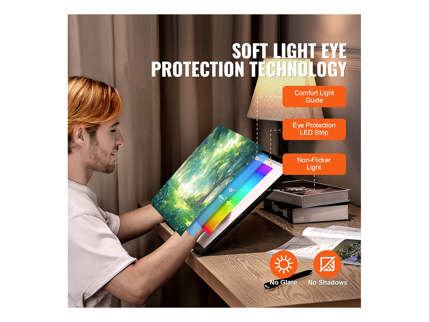 Panneau Lumineux LED SucceBuy A3 Rechargeable à Intensité Variable sur 6 Niveaux, Noir