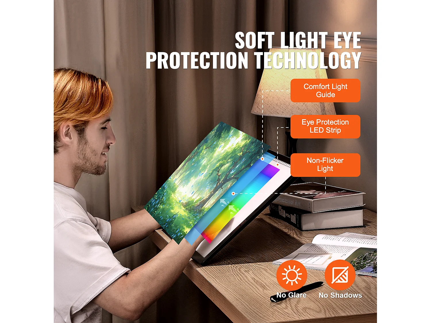 Panneau Lumineux LED SucceBuy A3 Rechargeable à Intensité Variable sur 6 Niveaux, Noir