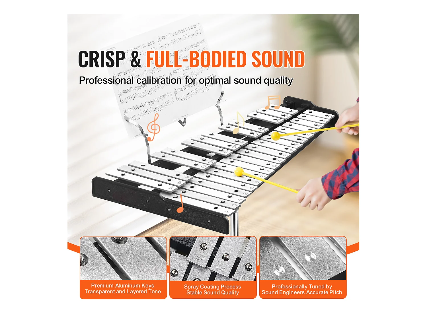Ensemble de Cloches Xylophone Glockenspiel SucceBuy 32 Notes pour les Applications Musicales, Ensemble Polyvalent pour Adultes et Étudiants