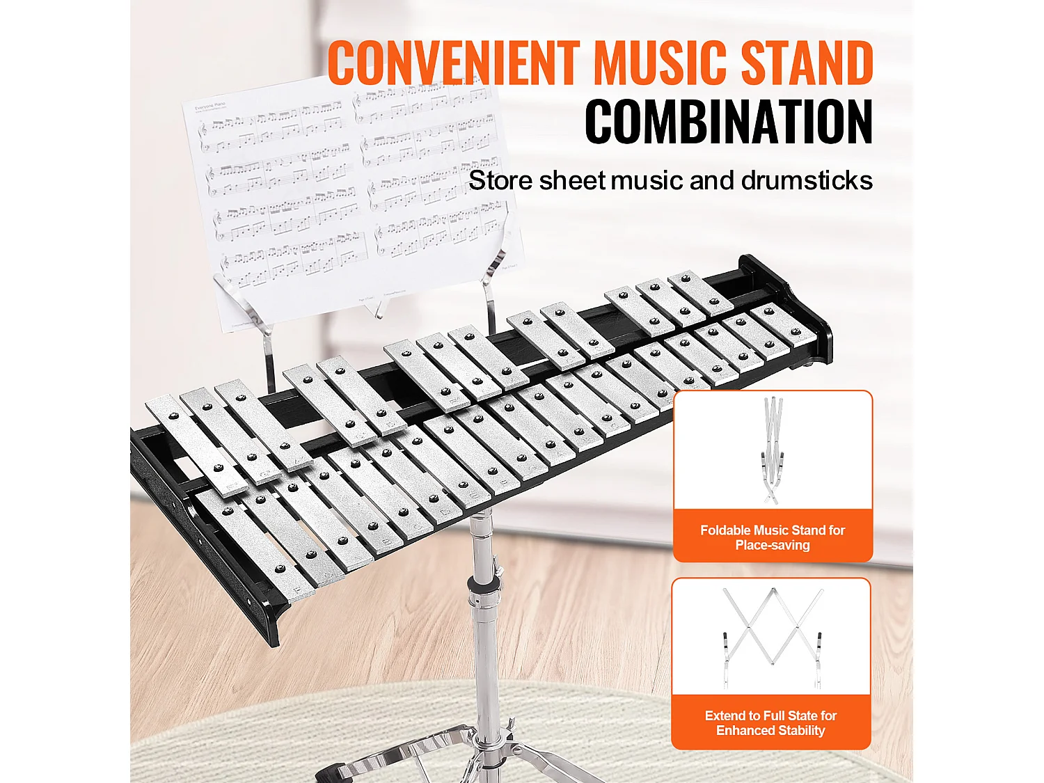 Ensemble de Cloches Xylophone Glockenspiel SucceBuy 32 Notes pour les Applications Musicales, Ensemble Polyvalent pour Adultes et Étudiants