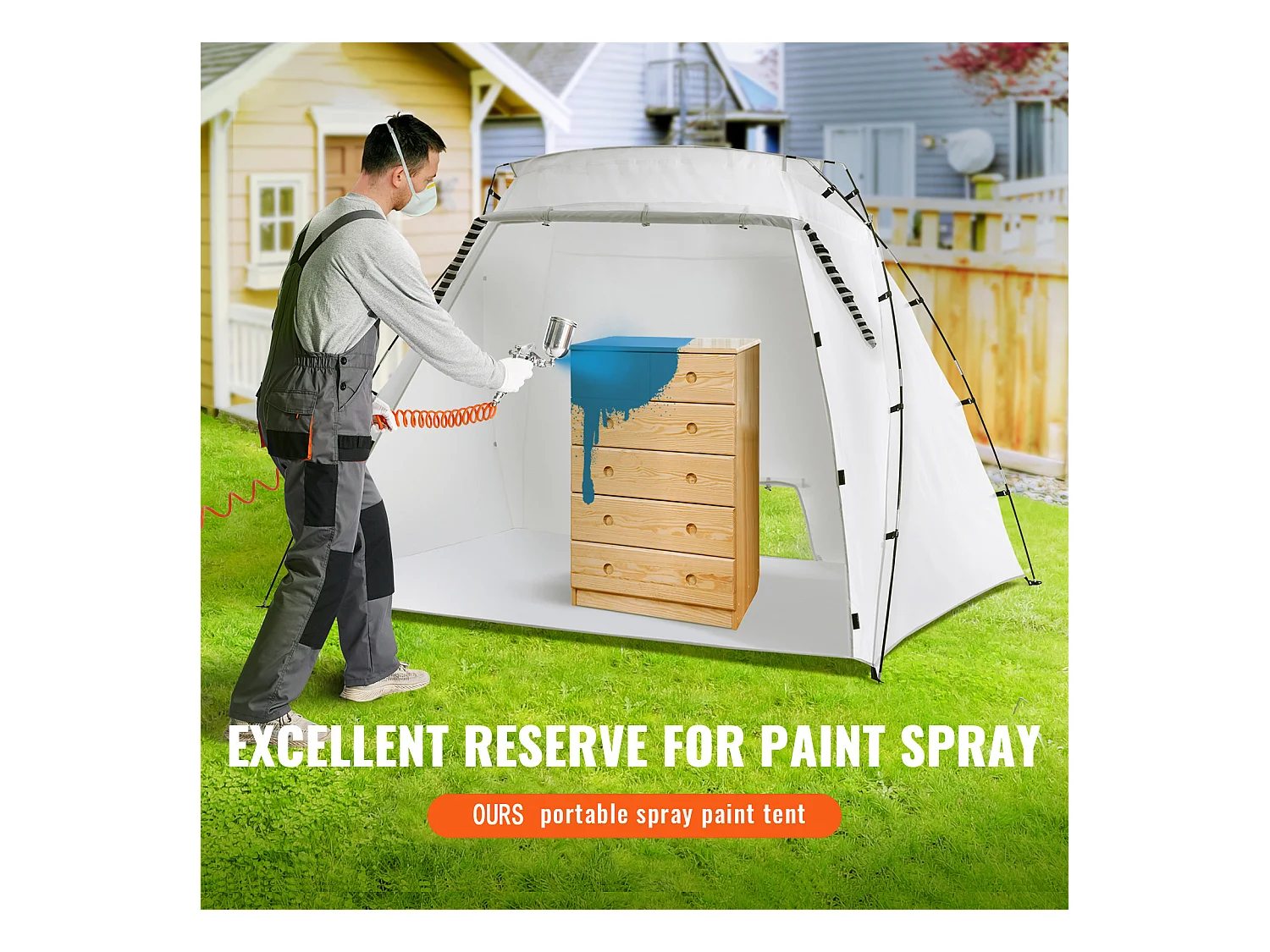 Cabine de Peinture Gonflable SucceBuy, Abri de Peinture Portable en Oxford 210D, 228x158x158 cm