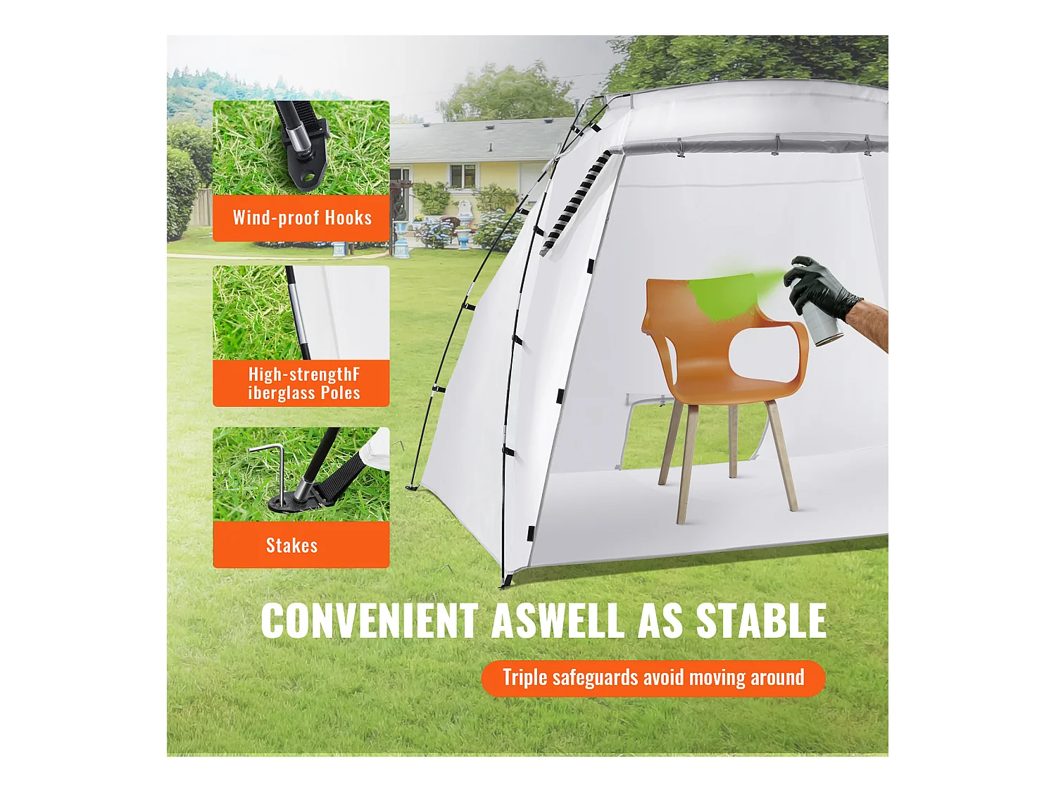 Cabine de Peinture Gonflable SucceBuy, Abri de Peinture Portable en Oxford 210D, 228x158x158 cm