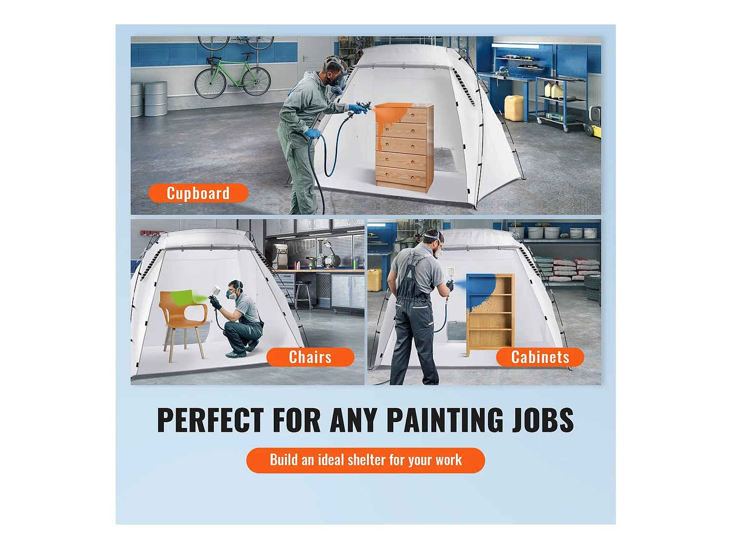 Cabine de Peinture Gonflable SucceBuy, Abri de Peinture Portable en Oxford 210D, 228x158x158 cm