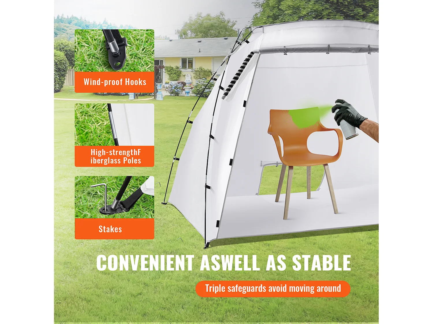 Cabine de Peinture Gonflable SucceBuy, Abri de Peinture Portable en Oxford 210D, 228x158x158 cm